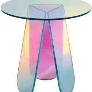 Product image for  Acrylic Rainbow Color Coffee Table, Iridescent Glass End Table Round Side Table Modern Accent TV Table For Living Bed Room Decoration Home Décor 11