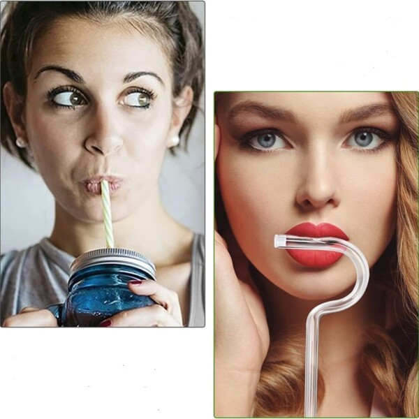 Product image for  Anti Wrinkle Straw – Glass Anti-wrinkle Drinking Straws, Clear Reusable Straws With Cleaning Brush – Eco-Friendly Alternative To Plastic – Cleaning Brush Included – 2 Pack Kitchen & Dining 13