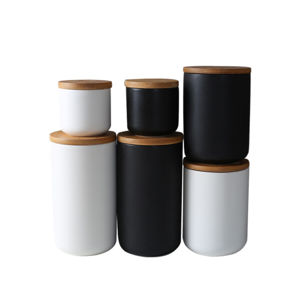 Product image for  Kitchen ceramic wooden lid sealed storage jar Home Décor 5