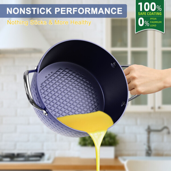Product image for  Casserole Dish, Induction Saucepan With Lid, 24cm 2.2L Stock Pots Non Stick Saucepan, Aluminum Ceramic Coating Cooking Pot Free, Suitable For All Hobs Types,Amazon Banned Kitchen & Dining 6