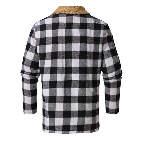 Product image for  Men’s plaid composite plush long sleeve coat Men's Clothing 6