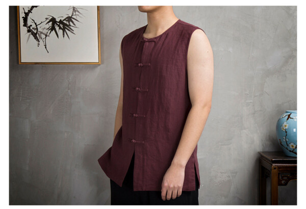 Product image for  Chinese style men’s casual sleeveless buckle Men's Clothing 7