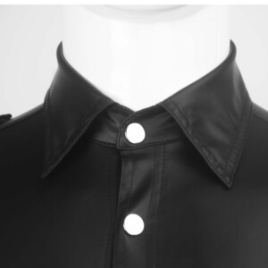 Product image for  Patent leather tight-fitting short-sleeved shirt Men's Clothing 18