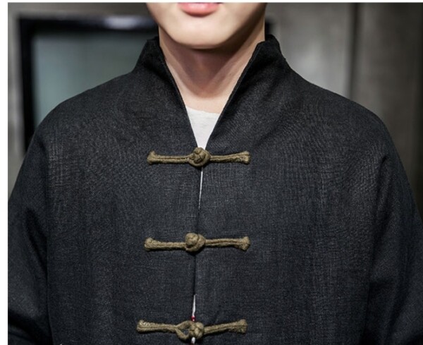 Product image for  Contrast color buckle cotton and linen jacket Men's Clothing 12