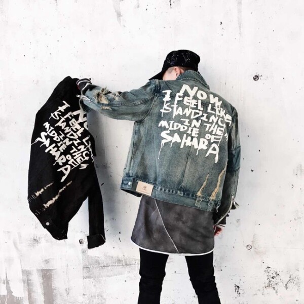 Product image for  Graffiti font black blue men and women jacket Men's Clothing 4
