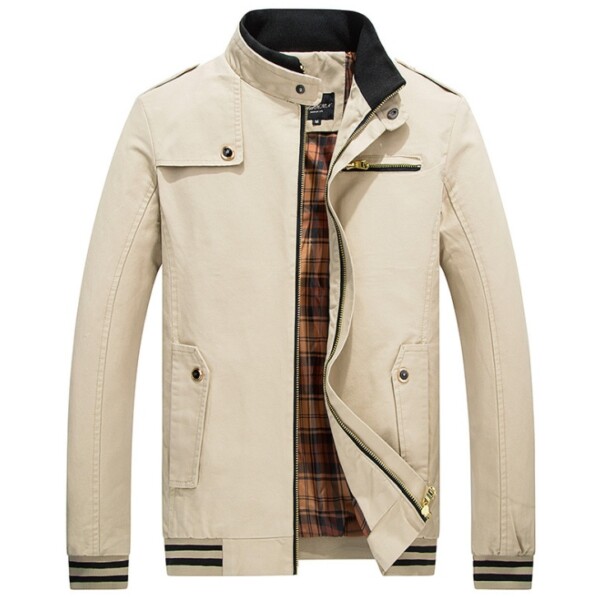 Product image for  Dropshipping Automne Marque Veste Hommes Mode M��le Chaqueta Hombre Solide Stand Col Fermeture ��clair de Haute Qualit�� Veste Manteaux Hommes Men's Clothing 6