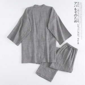Product image for  Woven Cotton Washed Color Spinning Double Gauze Kimono Pajama Set Men's Clothing 12