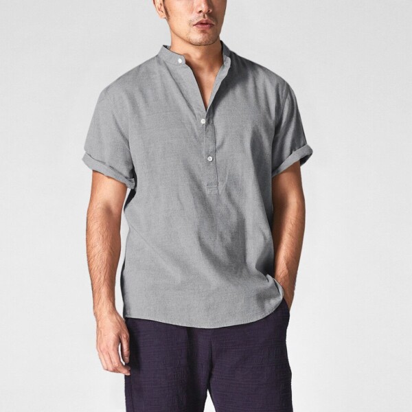 Product image for  Linen short-sleeved men’s t-shirt summer shirt Men's Clothing 4