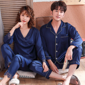 Product image for  Ice Silk Summer Couple Pajamas Spring And Autumn Men's Clothing 14