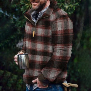 Product image for  Autumn And Winter Casual Button Pocket Flannel Plush Men’s Sweater Men's Clothing