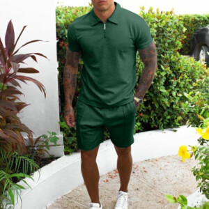 Product image for  Men’s Casual Short-sleeved Slim Shorts Suit Men's Clothing 12