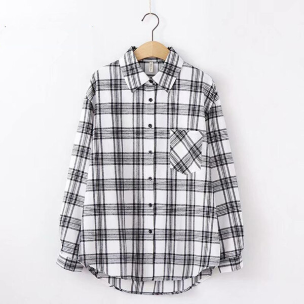 Product image for  Plaid Shirt Women Long Sleeve Retro Men's Clothing 5