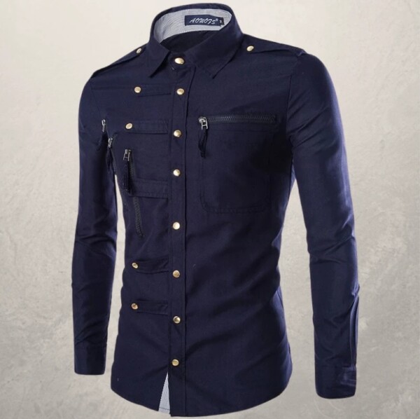 Product image for  Men’s Shirt Complex Multi-Button Shirt Slim Men's Clothing 8