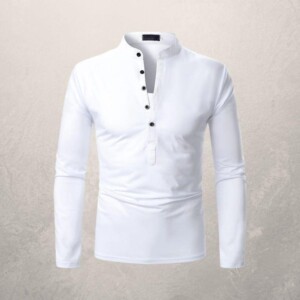 Product image for  Men’s Solid Color Multi-Button Decoration Casual Long-Sleeved T-Shirt Men's Clothing 17