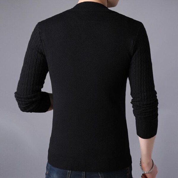 Product image for  Solid Color Twist Knit Cardigan With Zip Sweater Coat Men's Clothing 5