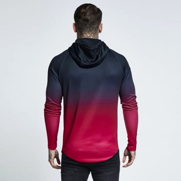 Product image for  Dyeing Gradient Round Neck Zipper Cardigan Hooded Sweater Men's Clothing 5