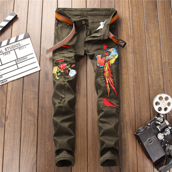 Product image for  Men’s ripped embroidered jeans Men's Clothing 5