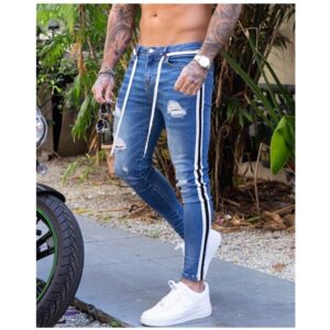 Product image for  Slim-fit ripped lace-up jeans Men's Clothing 15
