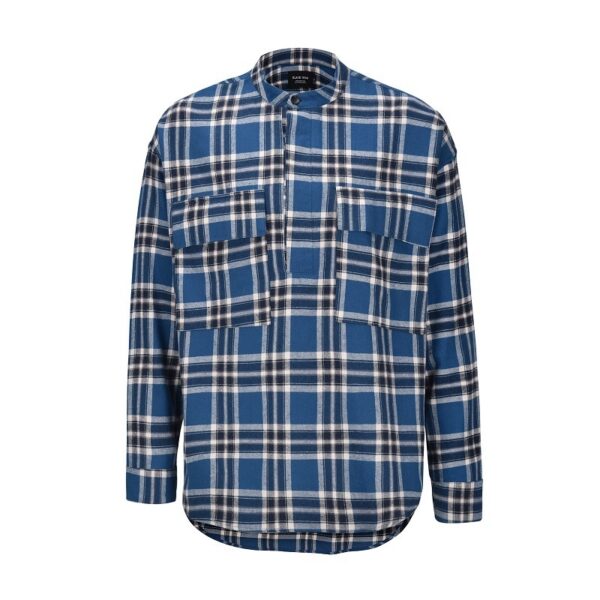 Product image for  Men’s Shirt High Street Plaid Striped Henley Collar Long Sleeve Shirt Jacket Men's Clothing 12