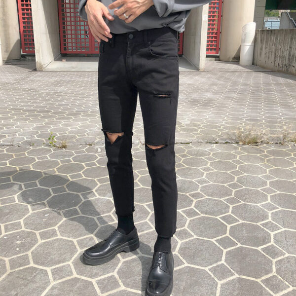 Product image for  Men’s Slim Pants High-end Men’s Pants All-match Ripped Stretch Pants Men's Clothing 6