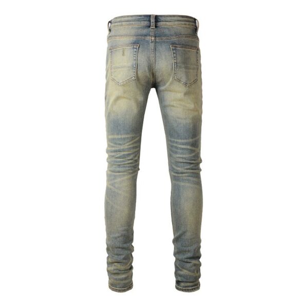 Product image for  Red Printed Pleated Elastic Light Colored Jeans For Men Men's Clothing 8