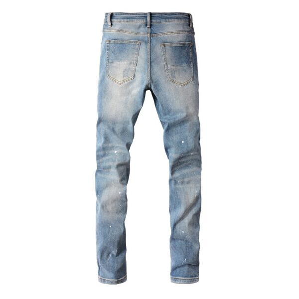 Product image for  High Street Trendy Brand Worn Out Wash Paint Splashing Perforated Jeans Men's Clothing 6