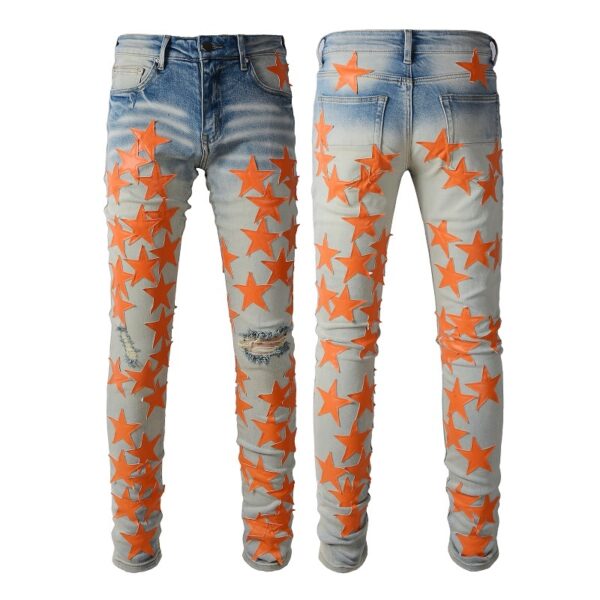 Product image for  Orange Star Perforated European And American Men’s Light Jeans Men's Clothing 5