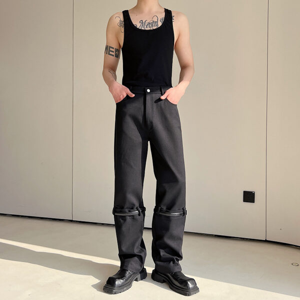 Product image for  Men’s Straight Belt Spliced Slim Fit Jeans Men's Clothing 7