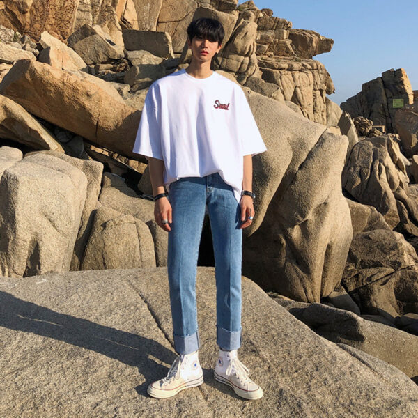Product image for  Slim-fit Korean Style Trendy Casual Pants Straight-leg Pants Nine-point Pants Men Men's Clothing 7