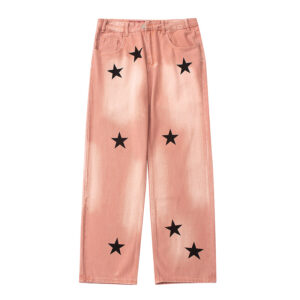 Product image for  American Style Retro Street XINGX Printed Jeans Straight Casual Distressed Long Pants Men's Clothing 14