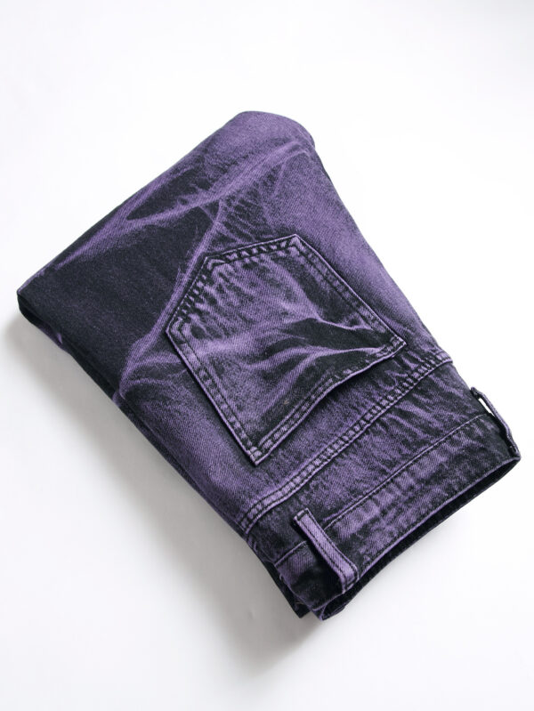 Product image for  Purple And Black Fried Ripped Denim Trousers Men's Clothing 11