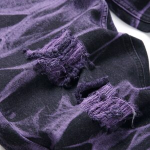Product image for  Purple And Black Fried Ripped Denim Trousers Men's Clothing 19