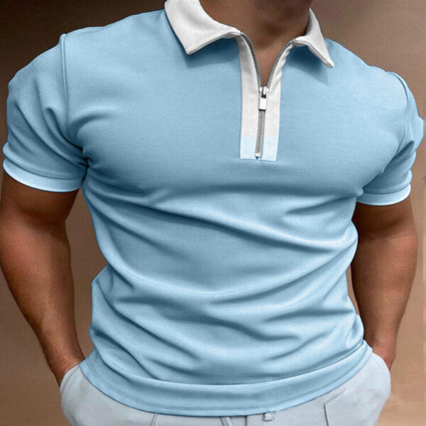 Product image for  Check Texture Polo Shirt Men’s Polo Shirt National Stitching Color Print Men's Clothing 8