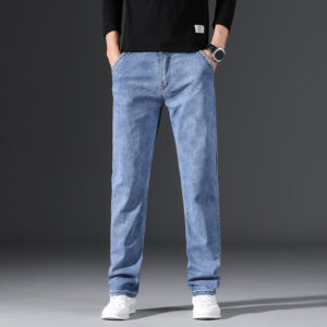 Product image for  Men’s Business Casual High Waist Stretch Jeans Simple Fashion Straight Loose Jeans Men's Clothing 12