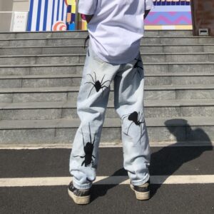 Product image for  New Men’s High Street Fashion Brand Fun Spider Print Jeans Men's Clothing 11