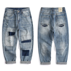 Product image for  American Retro Ripped Jeans Straight Pants For Boys Men's Clothing 15