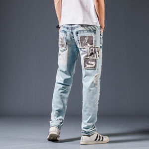Product image for  Denim Trousers Men Do Old Patches Men's Clothing 12