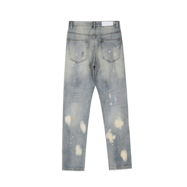 Product image for  Knife Cut Ink Wash Distressed Straight-leg Jeans Men's Clothing 5