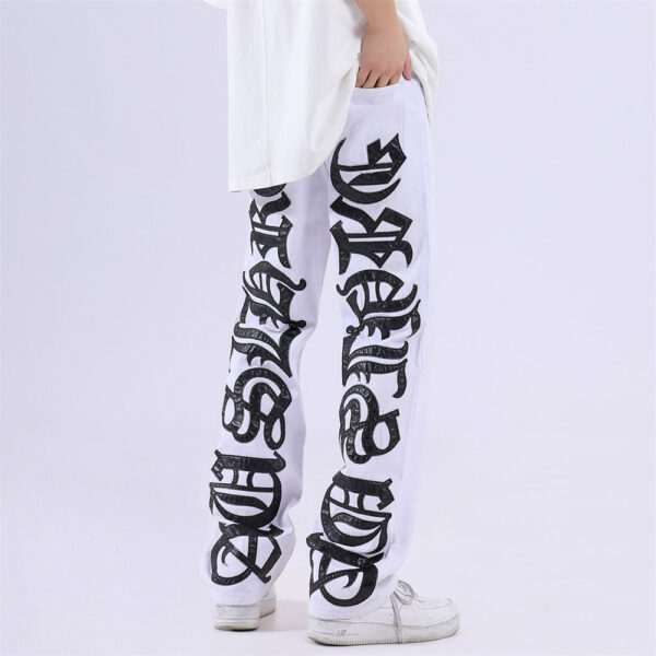 Product image for  American Style High Street Burn Text Embroidered Letter Jeans Men's Clothing 6