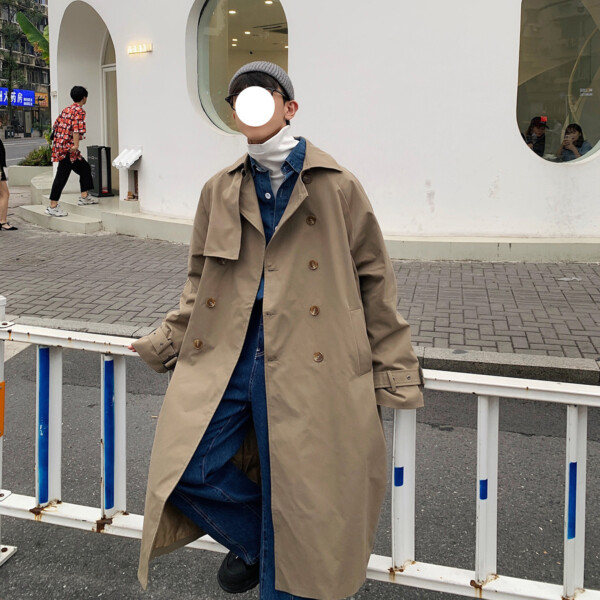 Product image for  Windbreaker Male Chunqiu Long Korean Version Of The Trend Slim Double Row Men's Clothing 7