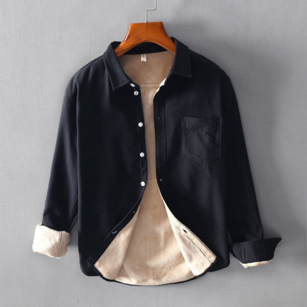 Product image for  Men’s Warm Shirt Jacket Casual Plus Velvet Thick Long Sleeves Men's Clothing 5