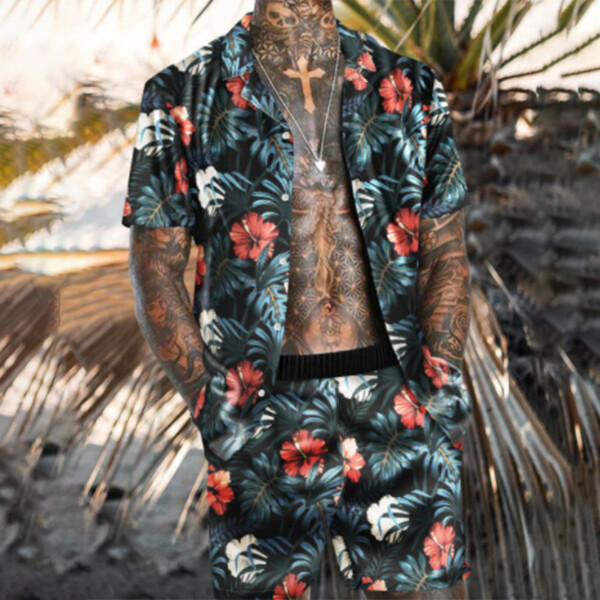 Product image for  Casual Printed Loose Shirt Beach Suit Men's Clothing 8