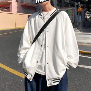 Product image for  Striped Jacket Men’s Baseball Collar Shirt Clothes Large Size Coat Loose Men's Clothing 14