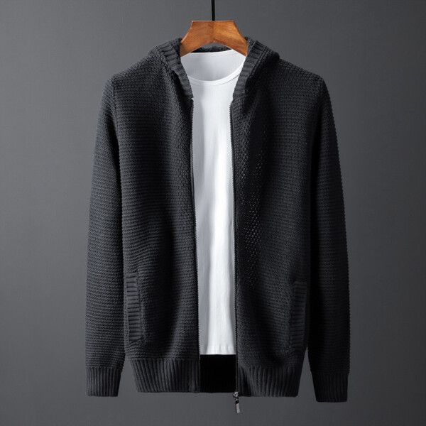 Product image for  Men’s Sweater Solid Color Hooded Zipper Fashion Sweater Men's Clothing 8