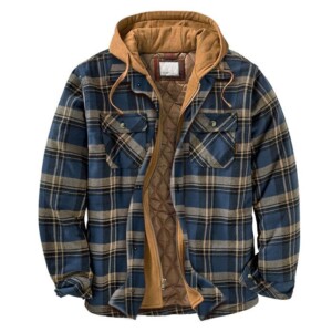 Product image for  Padded cotton checked long-sleeved hooded jacket Men's Clothing 17