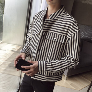 Product image for  Multi-pocket striped men’s jacket Men's Clothing 10