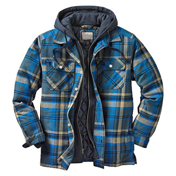 Product image for  Checked Long Sleeve Hooded Jacket Men's Clothing 4