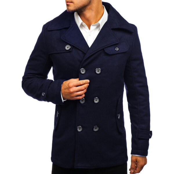 Product image for  Slim-fit men’s double-breasted casual coat woolen coat Men's Clothing 9
