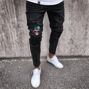 Product image for  Pants Slim Cropped Trousers Embroidered Jeans Men's Clothing 14