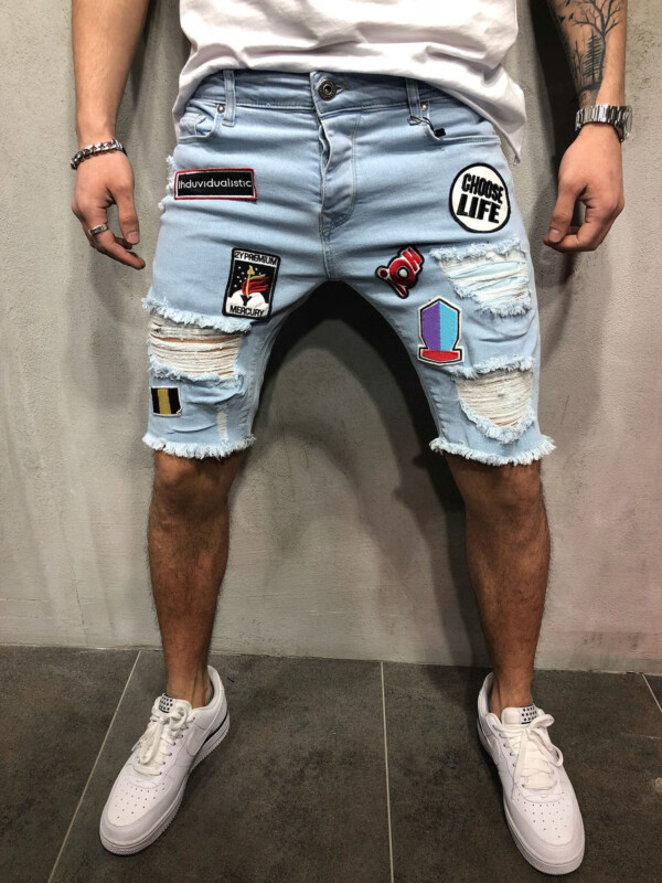 Product image for  Pants Slim Cropped Trousers Embroidered Jeans Men's Clothing 5